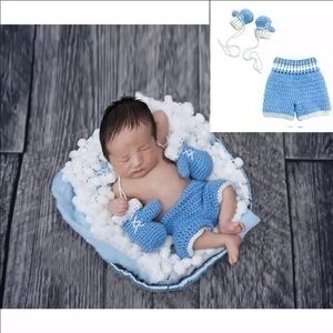 Blue boxing newborn photo prop
